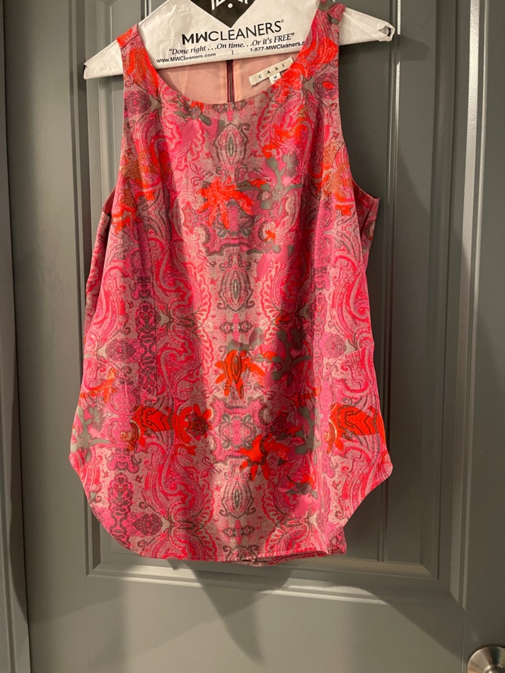 CAbi Pink and Orange Paisley Sleeveless Camisole